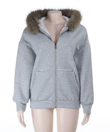Cozy Chic Faux Fur Lined Zip-Up Hoodie – Your Essential Fall & Winter Comfort