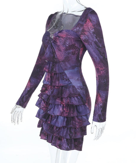 Enchanting Bloom O-Ring Ruffle Mini Dress - Fall Party & Date Night Ready