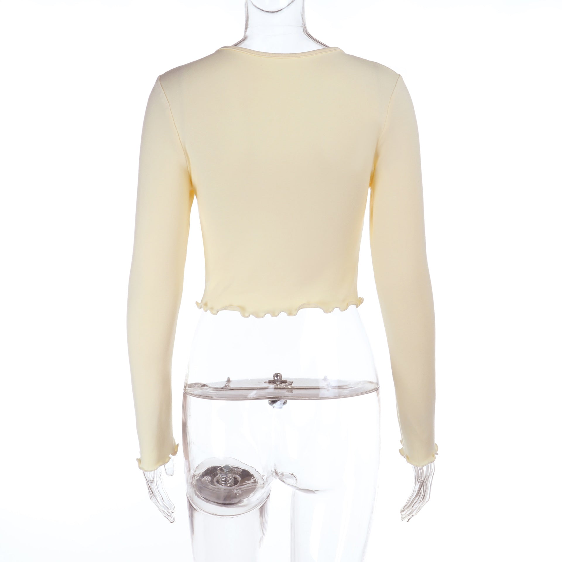 Cozy Fall Chic: Dainty Ruffle V-Neck Button-Front Cropped Top | Buttermilk Bliss