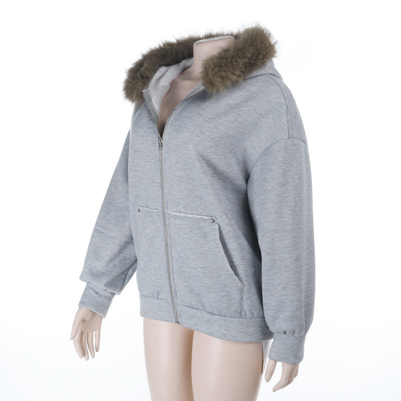 Cozy Chic Faux Fur Lined Zip-Up Hoodie – Your Essential Fall & Winter Comfort