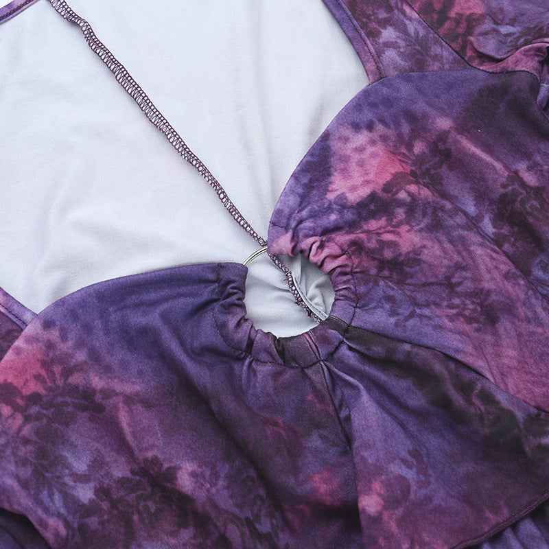 Enchanting Bloom O-Ring Ruffle Mini Dress - Fall Party & Date Night Ready