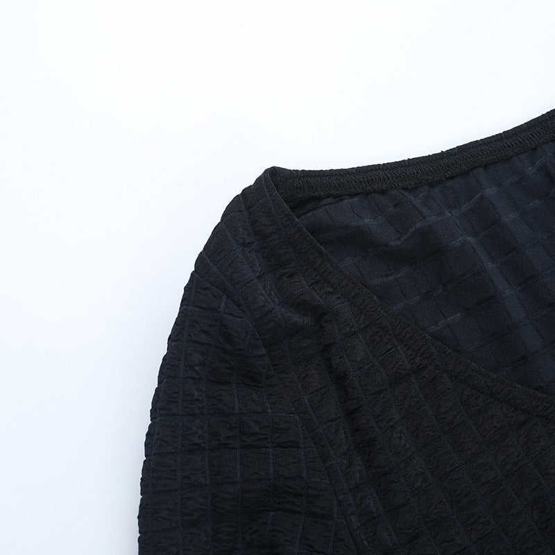 Fall Chic Tie-Front V-Neck Long Sleeve Cropped Top for Women - Versatile & Trendy