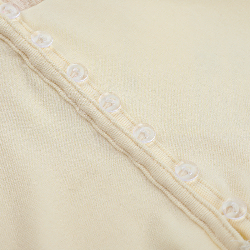 Cozy Fall Chic: Dainty Ruffle V-Neck Button-Front Cropped Top | Buttermilk Bliss