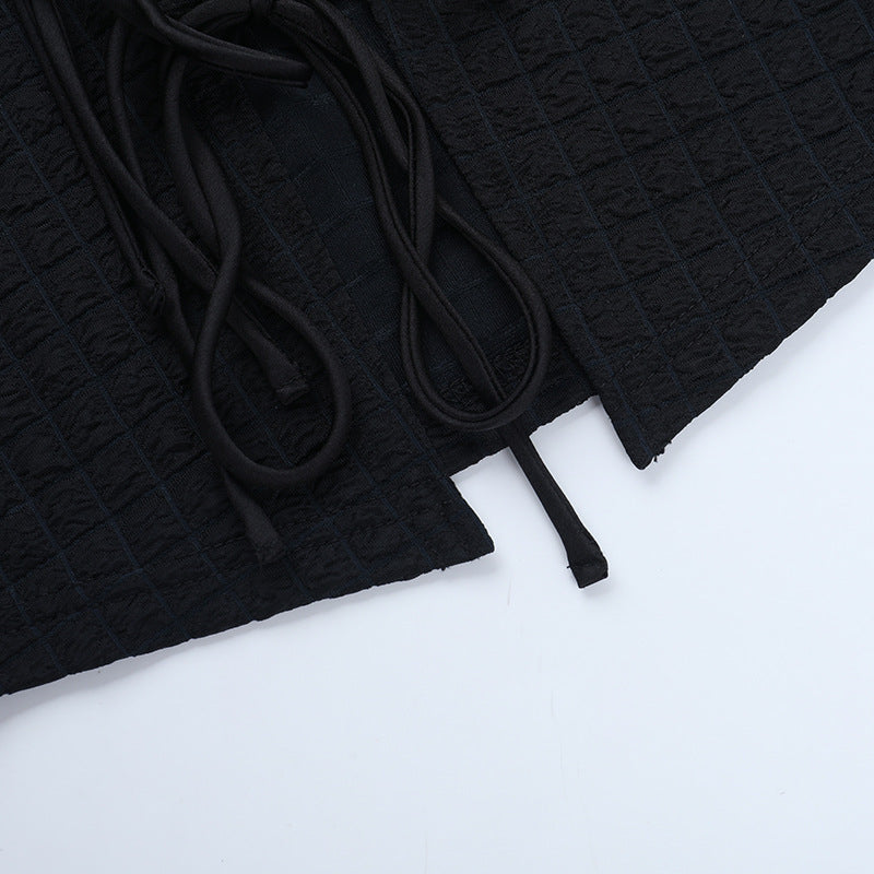 Fall Chic Tie-Front V-Neck Long Sleeve Cropped Top for Women - Versatile & Trendy