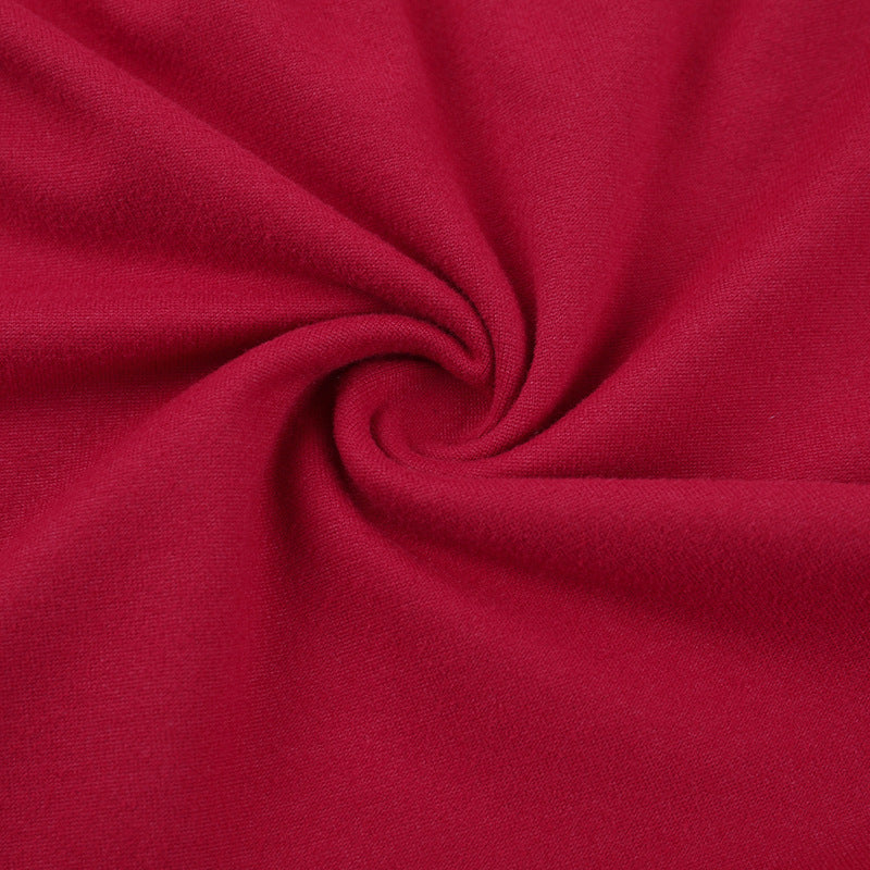 Bewitching Wine Red Off-Shoulder Long Sleeve Ruffle Mini Dress with Eyelet Detail