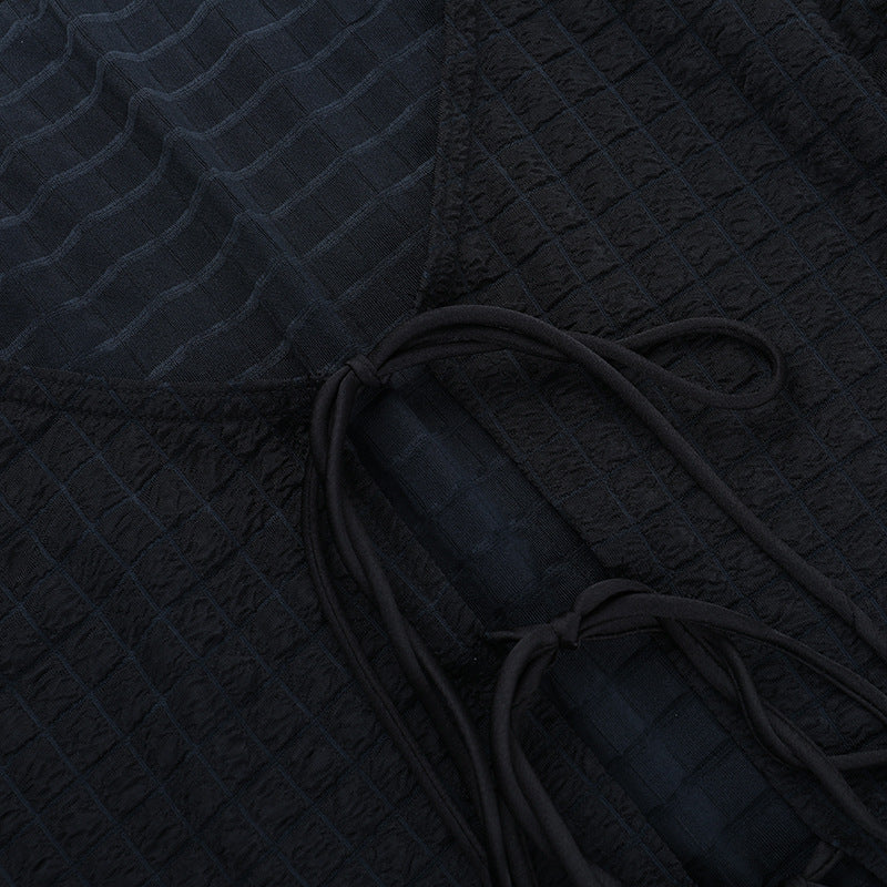 Fall Chic Tie-Front V-Neck Long Sleeve Cropped Top for Women - Versatile & Trendy