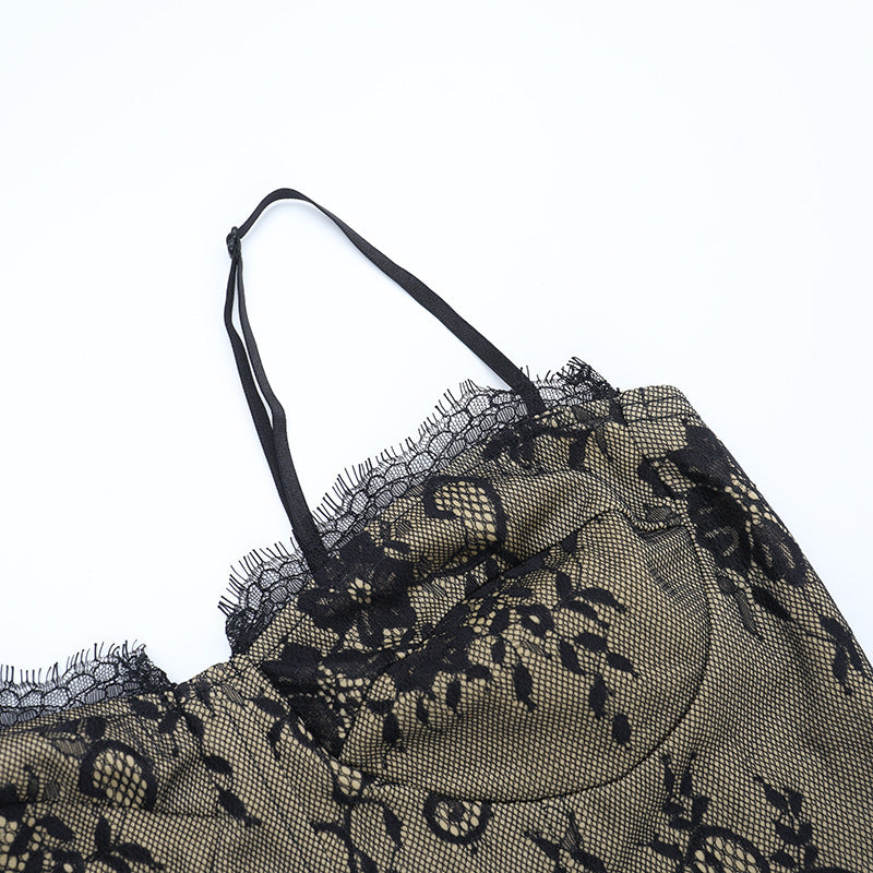 Sultry Black Lace Ruched Mini Dress with Asymmetrical Drape - Fall & Holiday Party Ready