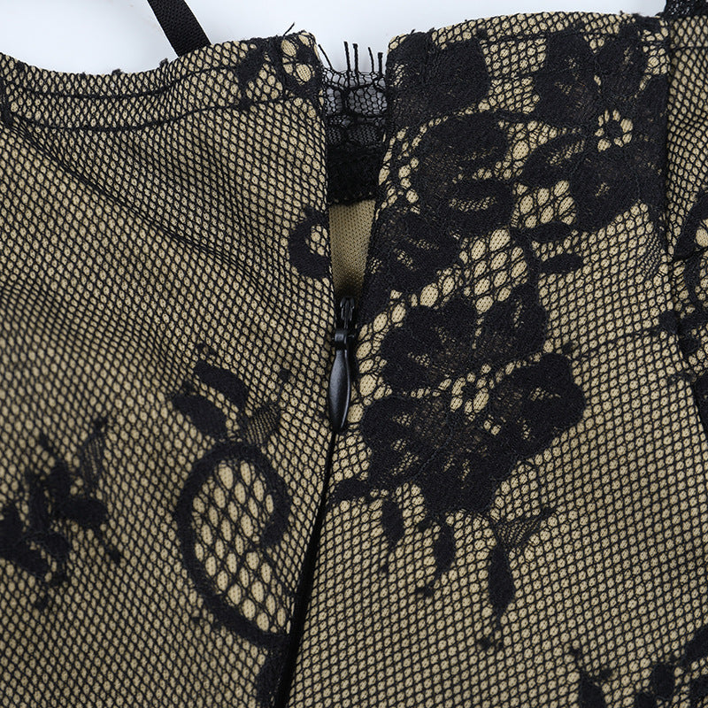 Sultry Black Lace Ruched Mini Dress with Asymmetrical Drape - Fall & Holiday Party Ready