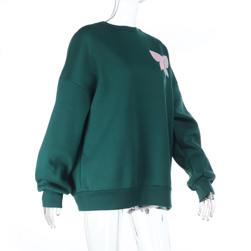 Chic Forest Green Bow Back Sweatshirt - Cozy Fall & Holiday Essential for Women