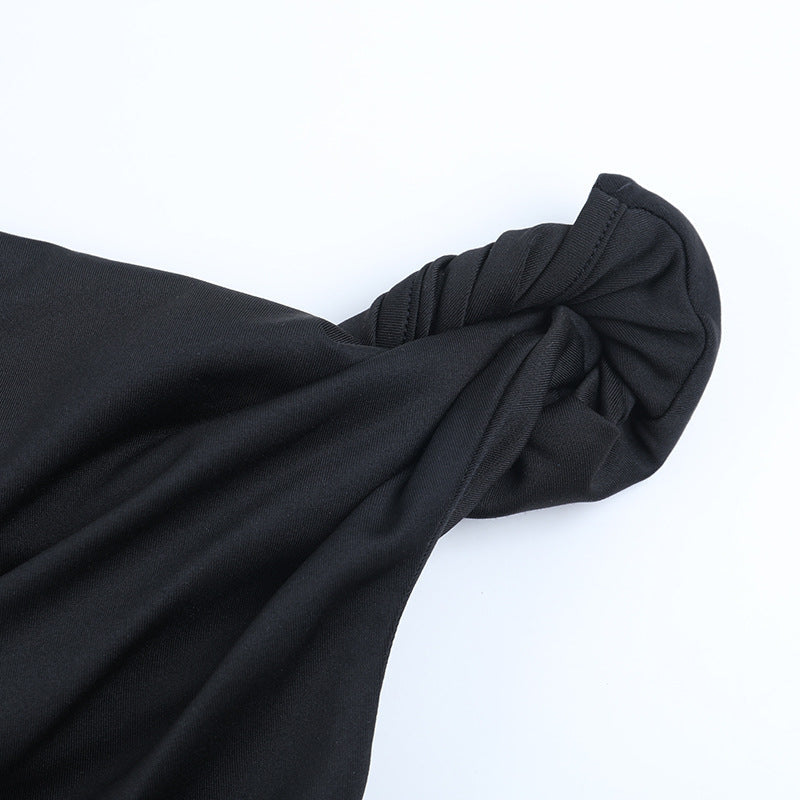 Fall & Holiday Chic: Effortless Knot Detail One-Shoulder Long Sleeve Top for Women