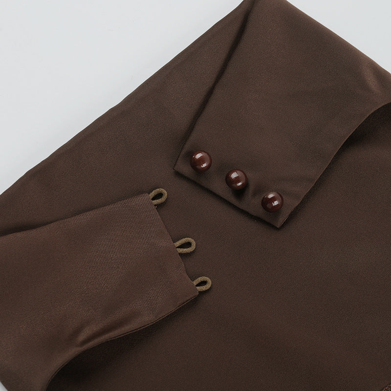 Sculpting Chocolate Halter Backless Mini Dress – Fall Party & Date Night Ready