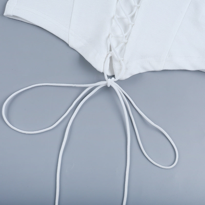 Fall Trend Alert: Deep V-Neck Lace-Up Corset Long Sleeve Top - Your Going Out Staple