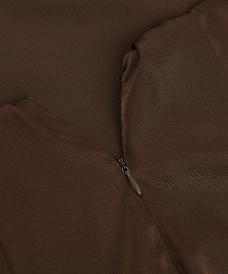 Sculpting Chocolate Halter Backless Mini Dress – Fall Party & Date Night Ready