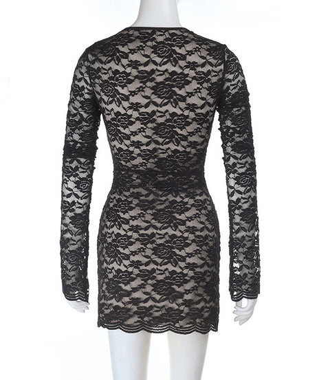 Sultry Black Lace Tie-Front Bodycon Mini Dress - Your Halloween & Fall Party Essential