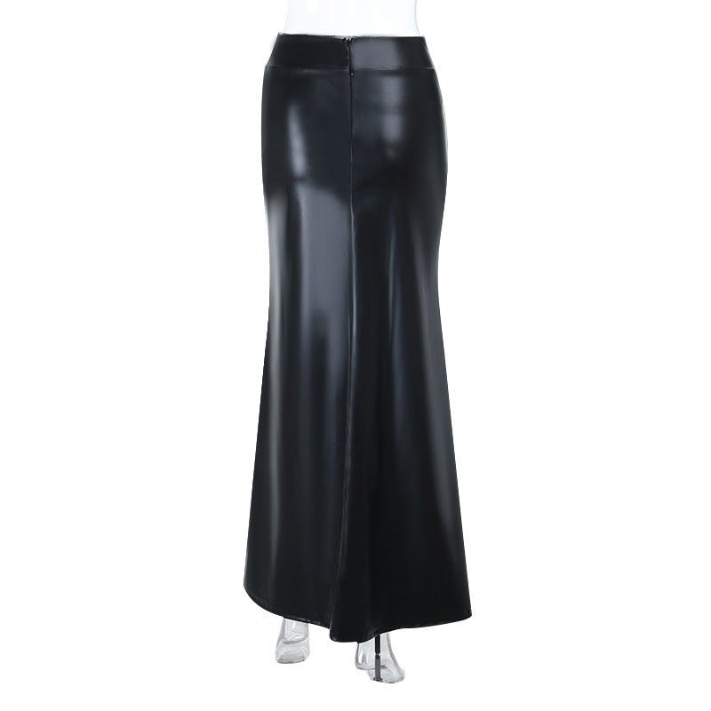 Sleek Black Faux Leather Maxi Skirt - Chic Fall & Holiday Statement for Women