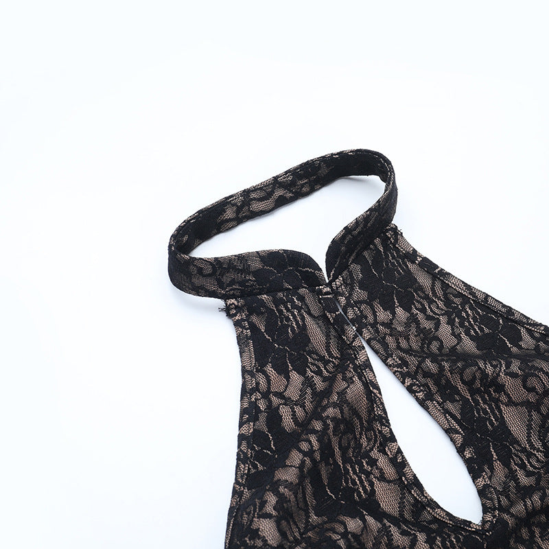 Alluring Black Lace Halter Maxi Dress - Fall Evening & Holiday Ready