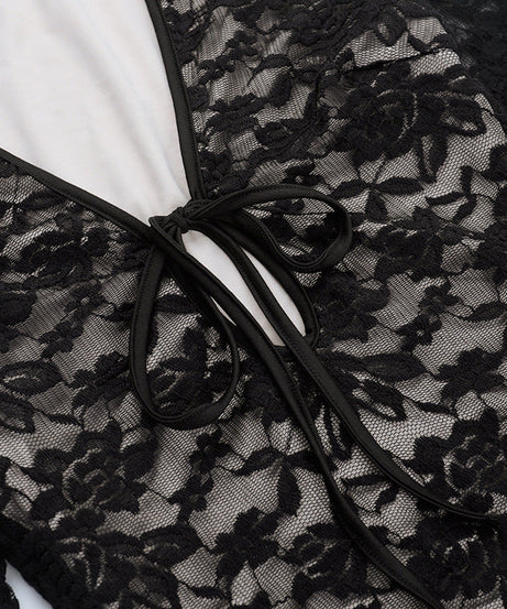 Sultry Black Lace Tie-Front Bodycon Mini Dress - Your Halloween & Fall Party Essential