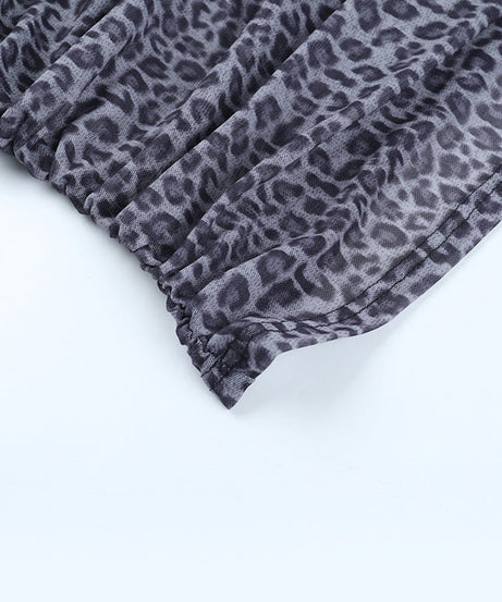 Chic Leopard Print Mesh Ruched Long Sleeve Top | Fall Fashion & Layering Must-Have