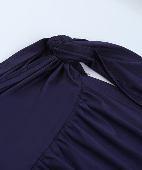 Effortless Fall Elegance: Navy Draped Cutout Long Sleeve Maxi Dress | Holiday Ready V-Neck