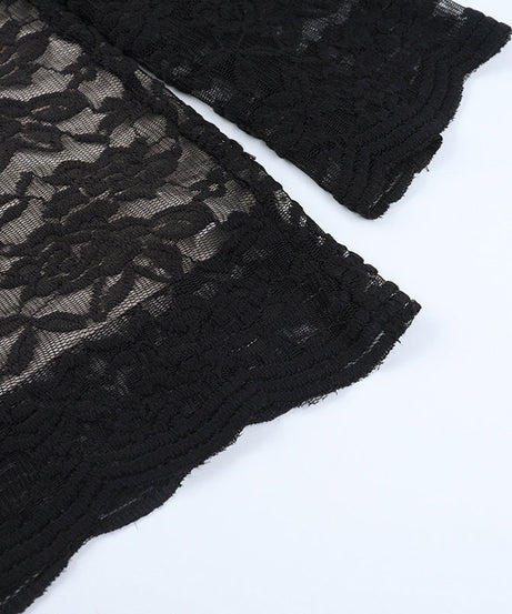 Sultry Black Lace Tie-Front Bodycon Mini Dress - Your Halloween & Fall Party Essential