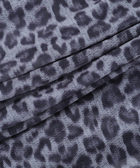 Chic Leopard Print Mesh Ruched Long Sleeve Top | Fall Fashion & Layering Must-Have