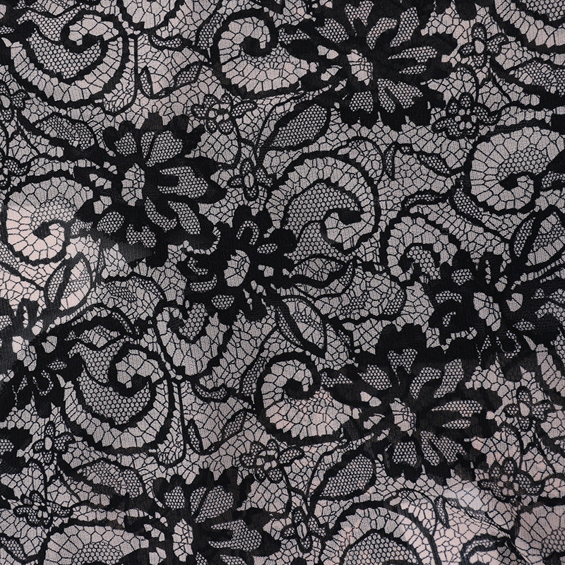 Alluring Black Lace V-Neck Long Sleeve Top | Fall Evening & Dark Romance Chic