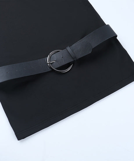 Chic One-Shoulder Long Sleeve Mini Dress with Belt - Your Go-To Fall & Holiday Party Essential