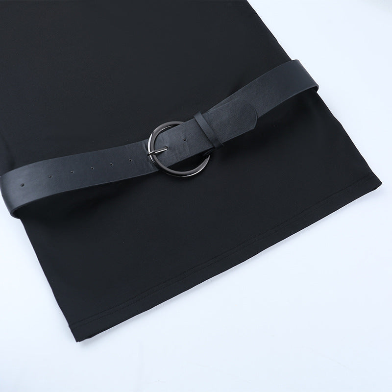 Chic One-Shoulder Long Sleeve Mini Dress with Belt - Your Go-To Fall & Holiday Party Essential