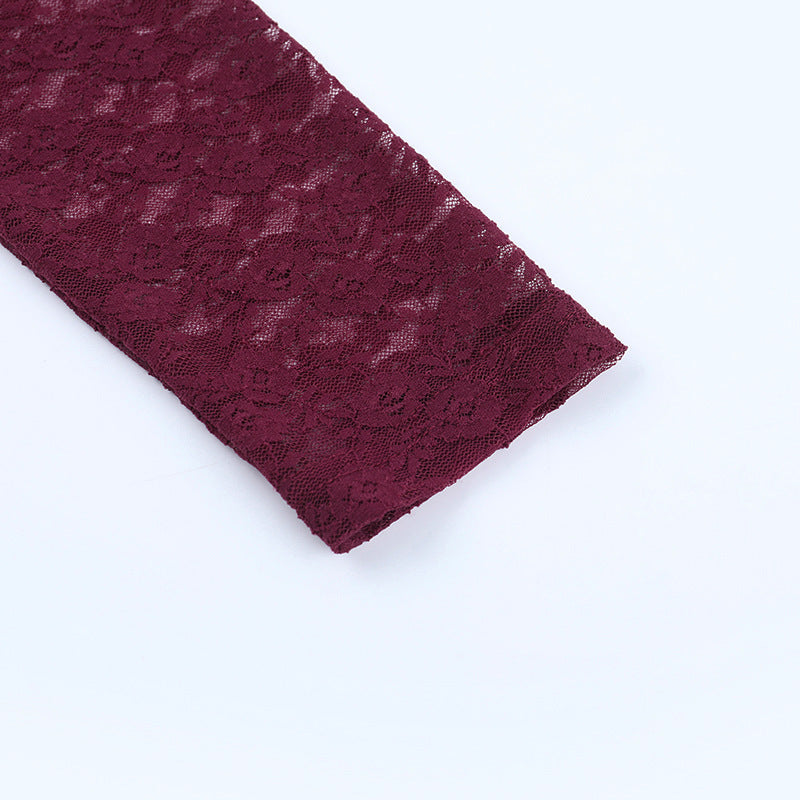 Plunging V-Neck Burgundy Lace Bodycon Mini Dress - Fall & Holiday Party Glam