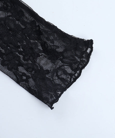 Sultry Black Lace Long Sleeve Top | Sheer Chic for Fall Nights & Holiday Parties