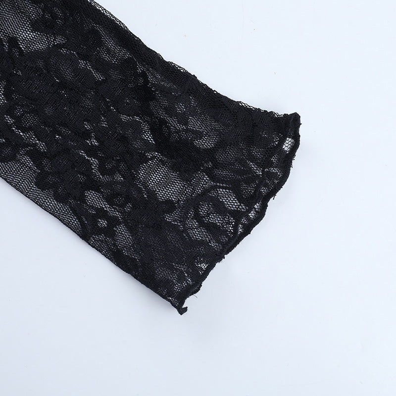 Sultry Black Lace Long Sleeve Top | Sheer Chic for Fall Nights & Holiday Parties