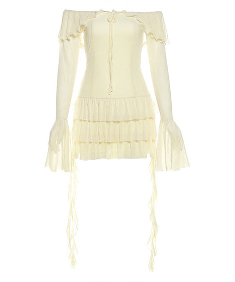 Enchanting Off-Shoulder Corset Ruffle Mini Dress - Whimsical Fall Party & Halloween Style