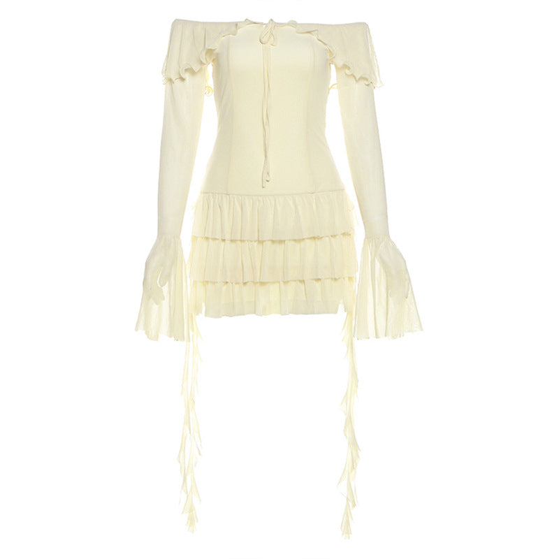 Enchanting Off-Shoulder Corset Ruffle Mini Dress - Whimsical Fall Party & Halloween Style