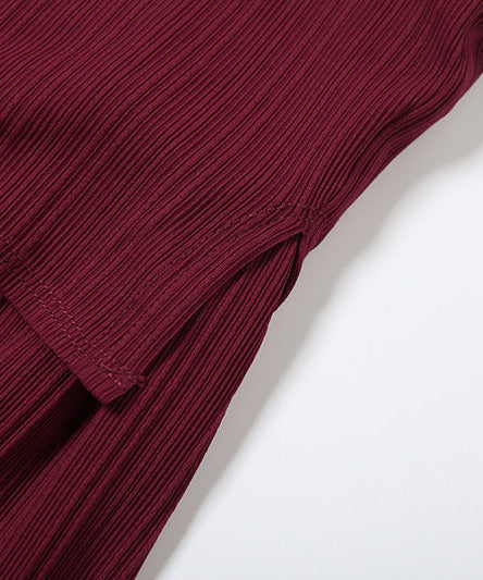 Fall Bloom Off-Shoulder Ribbed Knit Top | Chic Burgundy Floral Long Sleeve Blouse