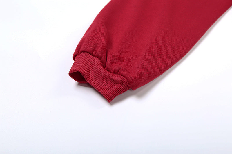 The 'Last Bone' Edgy Halter Off-Shoulder Crop Sweatshirt – Red Fall Fashion Top