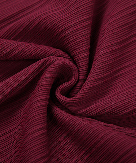 Fall Bloom Off-Shoulder Ribbed Knit Top | Chic Burgundy Floral Long Sleeve Blouse