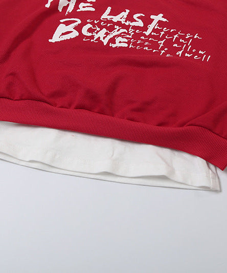 The 'Last Bone' Edgy Halter Off-Shoulder Crop Sweatshirt – Red Fall Fashion Top