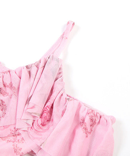 Romantic Pink Rose Floral Off-Shoulder Maxi Dress with Ethereal Bell Sleeves | Resort Ready & Special Occasion Perfect