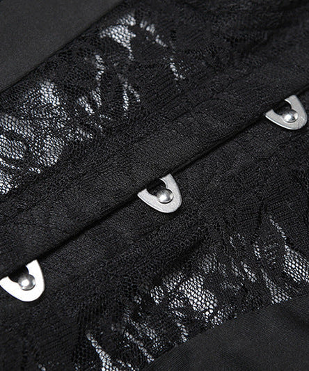 Gothic Lace Corset Ruffle Mini Dress - Strapless Sweetheart Halloween Party & Clubwear