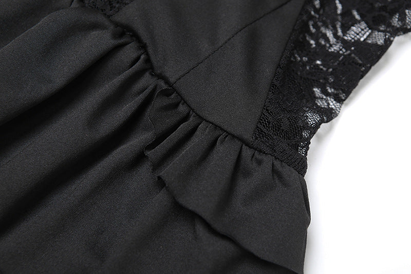 Gothic Lace Corset Ruffle Mini Dress - Strapless Sweetheart Halloween Party & Clubwear