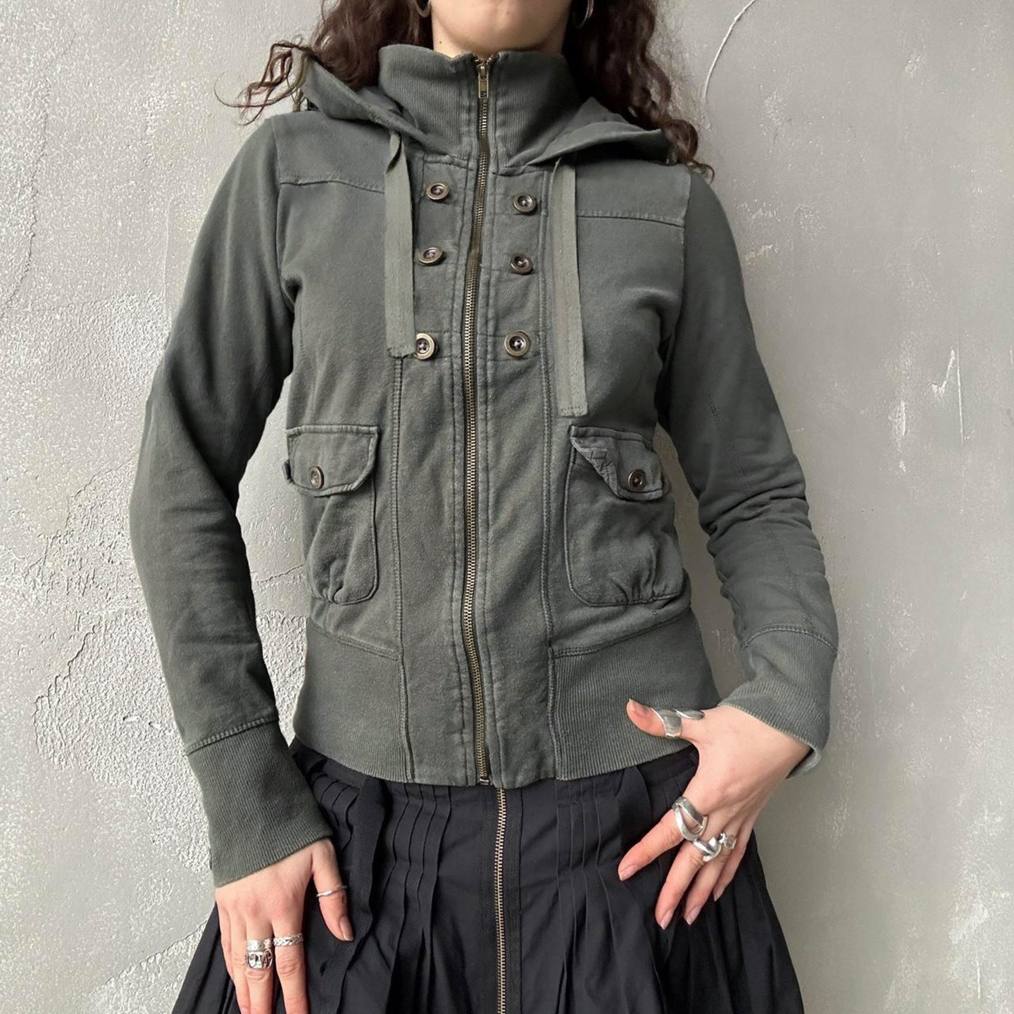 Women's Y2K Cargo Utility Hooded Jacket - Chic Fall Zip-Up Streetwear