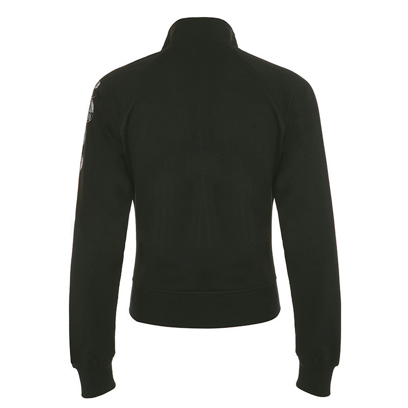 Women's 'World Famous' Tattoo Art Graphic Zip-Up Jacket - Edgy Fall Street Style