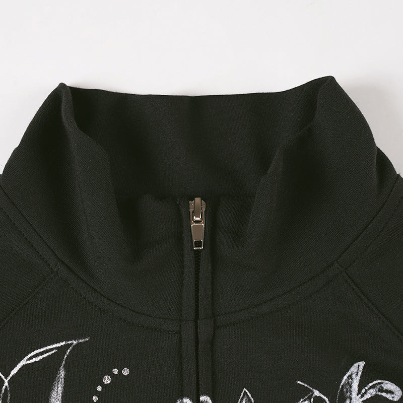 Women's 'World Famous' Tattoo Art Graphic Zip-Up Jacket - Edgy Fall Street Style