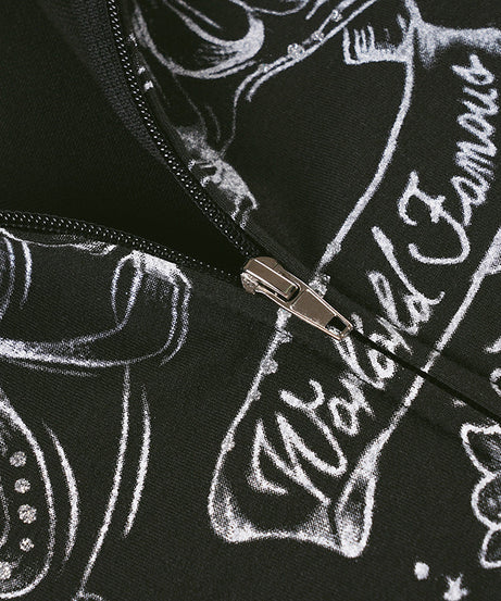 Women's 'World Famous' Tattoo Art Graphic Zip-Up Jacket - Edgy Fall Street Style