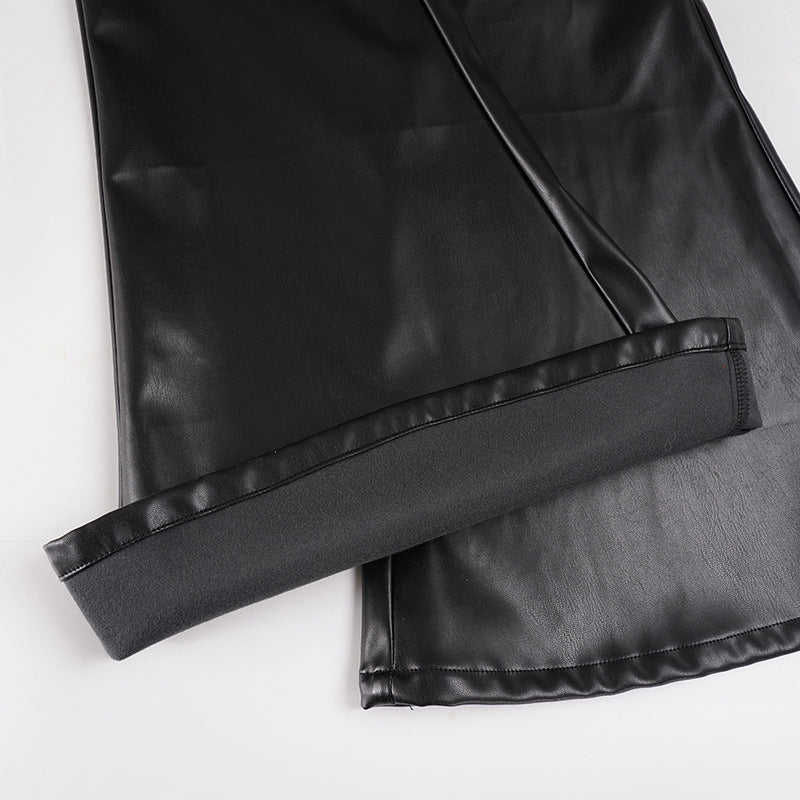 Y2K Glam Low Rise Faux Leather Flare Pants with Statement Buckle - Fall & Holiday Ready