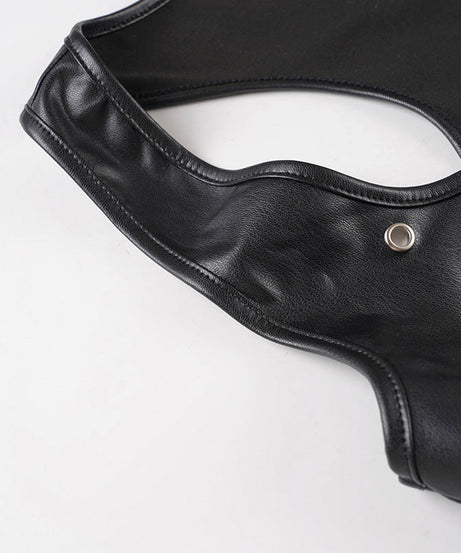 Rebel Chic Faux Leather J$me Tank Top | Edgy Grommet & Embroidery for Fall & Halloween