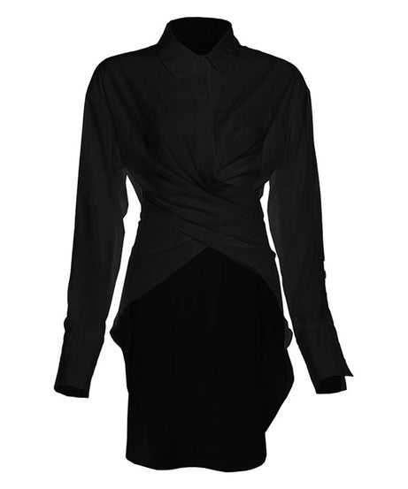 Elevated White Twist-Front Tunic Shirt Dress | Effortless Fall & Holiday Style