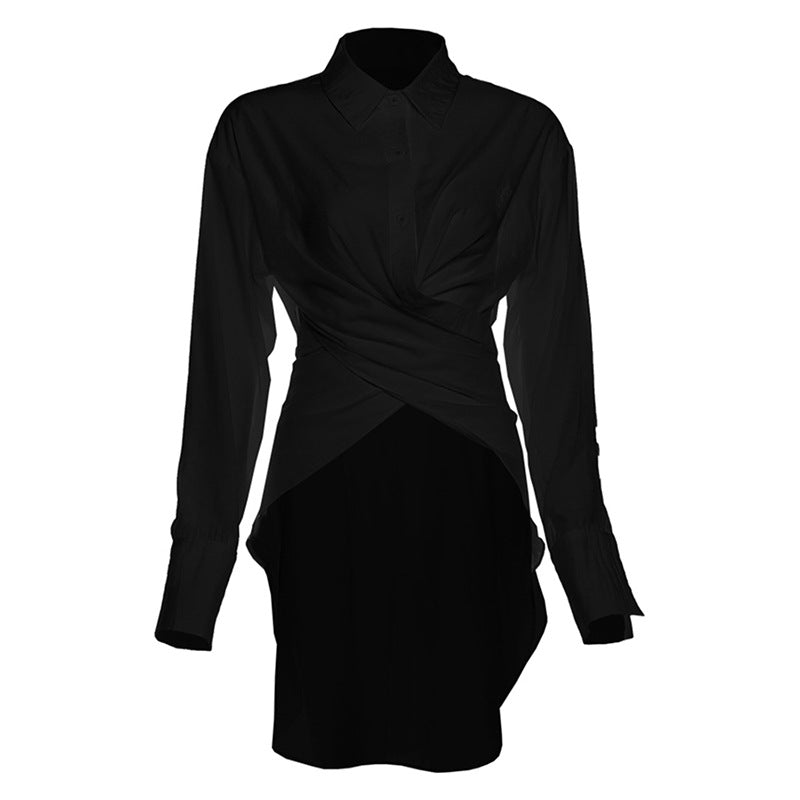 Elevated White Twist-Front Tunic Shirt Dress | Effortless Fall & Holiday Style