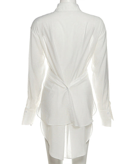 Elevated White Twist-Front Tunic Shirt Dress | Effortless Fall & Holiday Style