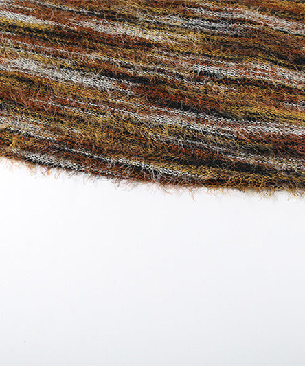 Trendy Fall Fuzzy Striped Knit Mini Skirt | Y2K Chic & Cozy for Women